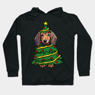 Dachshund Christmas Tree Funny Xmas Dog Lover Hoodie